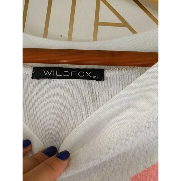 WILDFOX Women's ROSE ALL DAY Spell Out Cropped Pullover Jumper Size XS - Picture 6 of 10